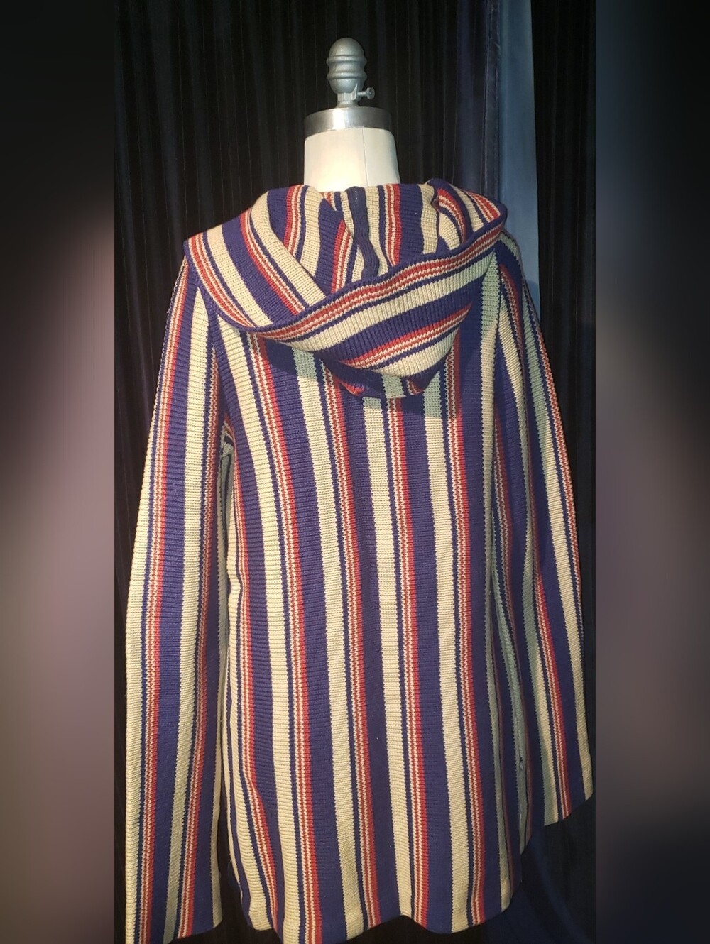 Vtg. Pinstripe Multi Color Wool Blend Zip Up Cardigan